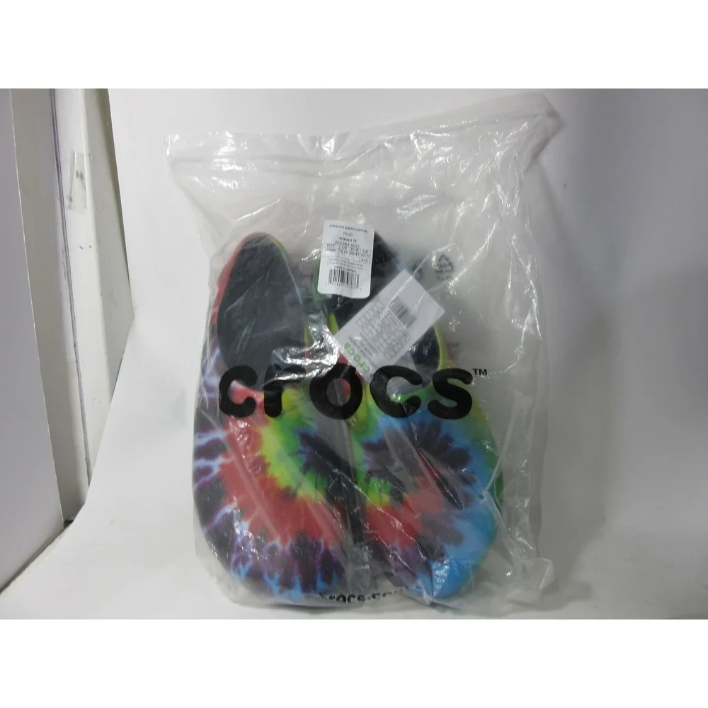 Crocs On-the-Clock Work Clog Mens 12 Rainbow Tie Dye New Slip Resistant